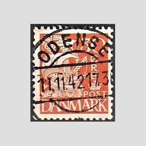FRIM�RKER DANMARK | 1940 - AFA 259 - Karavel 30 �re orange Type II - Lux Stemplet Odense