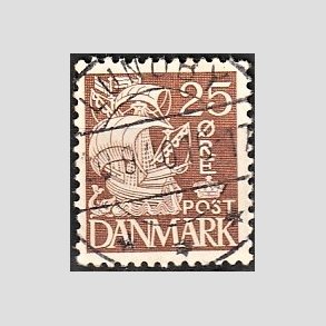 FRIM�RKER DANMARK | 1937-40 - AFA 214a - Karavel 25 �re brun Type II - Lux Stemplet