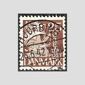 FRIM�RKER DANMARK | 1937-40 - AFA 214a - Karavel 25 �re brun Type II - Lux Stemplet