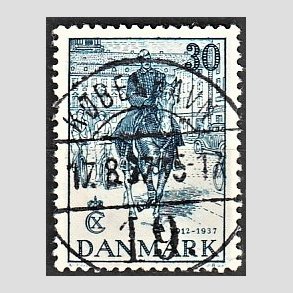 FRIM�RKER DANMARK | 1937 - AFA 242 - Chr. X 25 �re jubil�um 30 �re bl� - Lux Stemplet K�benhavn