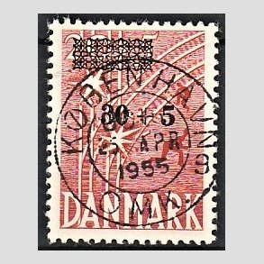 FRIM�RKER DANMARK | 1955 - AFA 359 - Frihedsfond provisorier - 30 + 5/20 + 5 �re r�d - Pragt Stemplet