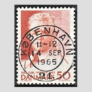 FRIM�RKER DANMARK | 1965 - AFA 435 - Komponist Carl Nielsen - 30 �re oranger�d - Pragt Stemplet K�benhavn
