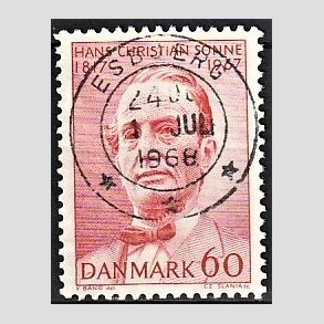 FRIM�RKER DANMARK | 1967 - AFA 466 - H. Chr. Sonne - 60 �re r�d - Pragt Stemplet