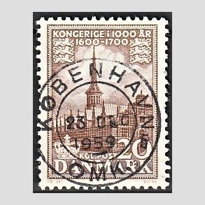 FRIM�RKER DANMARK | 1953-56 - AFA 353 - Kongeriget 1000 �r - 20 �re brun - Pragt Stemplet 