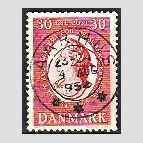 FRIM�RKER DANMARK | 1954 - AFA 357 - Kunstakademiet 200 �r - 30 �re r�d - Pragt Stemplet