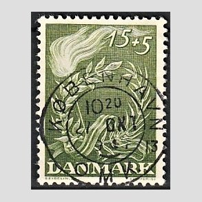 FRIMRKER DANMARK | 1947 - AFA 299 - Modstandsbevgelsen - 15 + 5 re grn - Pragt Stemplet