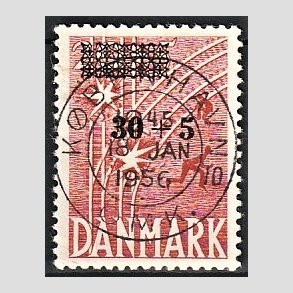 FRIM�RKER DANMARK | 1955 - AFA 359 - Frihedsfond provisorier - 30 + 5/20 + 5 �re r�d - Pragt Stemplet