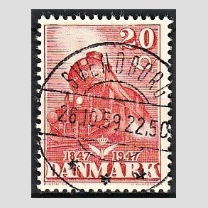 FRIM�RKER DANMARK | 1947 - AFA 303 - Danske jernbane 100 �r - 20 �re r�d - Pragt Stemplet