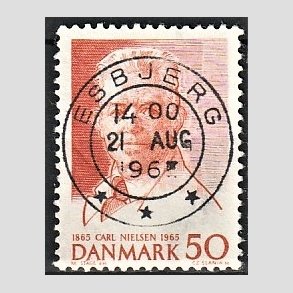 FRIM�RKER DANMARK | 1965 - AFA 435 - Komponist Carl Nielsen - 30 �re oranger�d - Pragt Stemplet Esbjerg