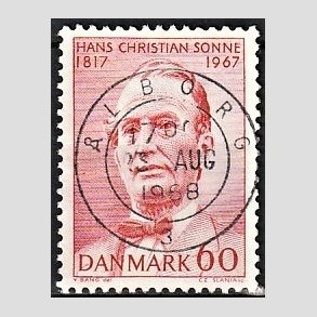 FRIM�RKER DANMARK | 1967 - AFA 466 - H. Chr. Sonne - 60 �re r�d - Pragt Stemplet