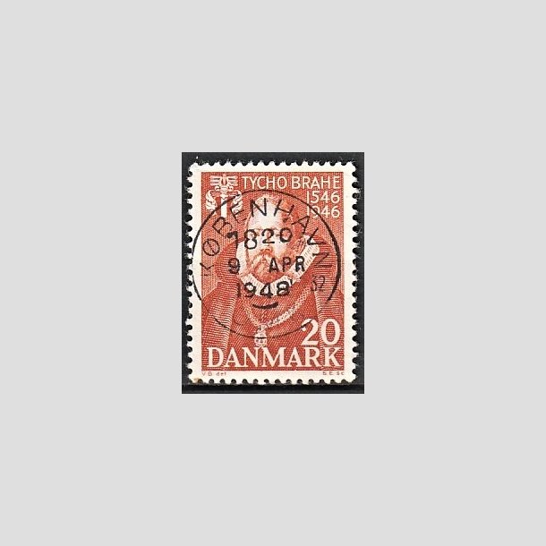 FRIMRKER DANMARK | 1946 - AFA 298 - Tycho Brahe - 20 re brunrd - Pragt Stemplet