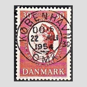 FRIM�RKER DANMARK | 1954 - AFA 357 - Kunstakademiet 200 �r - 30 �re r�d - Pragt Stemplet K�benhavn