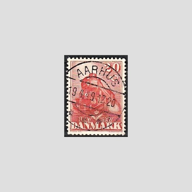 FRIMRKER DANMARK | 1947 - AFA 303 - Danske jernbane 100 r - 20 re rd - Pragt Stemplet