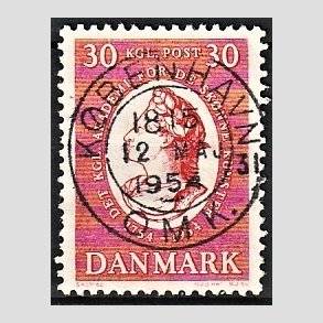 FRIM�RKER DANMARK | 1954 - AFA 357 - Kunstakademiet 200 �r - 30 �re r�d - Pragt Stemplet K�benhavn