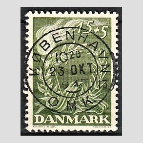 FRIM�RKER DANMARK | 1947 - AFA 299 - Modstandsbev�gelsen - 15 + 5 �re gr�n - Pragt Stemplet