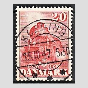 FRIM�RKER DANMARK | 1947 - AFA 303 - Danske jernbane 100 �r - 20 �re r�d - Pragt Stemplet