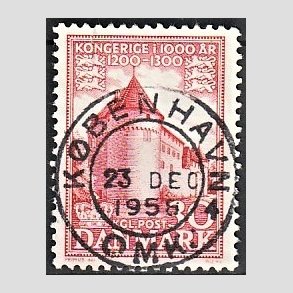 FRIM�RKER DANMARK | 1953-56 - AFA 349 - Kongeriget 1000 �r - 30 �re r�d - Pragt Stemplet 