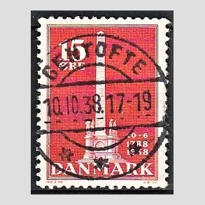 FRIM�RKER DANMARK | 1938 - AFA 244 - Stavnsb�ndet 15 �re r�d - Lux Stemplet Gentofte