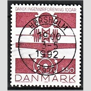FRIM�RKER DANMARK | 1992 - AFA 1013 - Ingeni�rforeningen 100 �r. - 3,50 Kr. r�d - Lux Stemplet