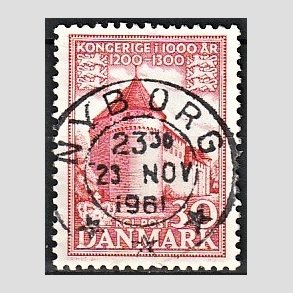 FRIM�RKER DANMARK | 1953-56 - AFA 349 - Kongeriget 1000 �r - 30 �re r�d - Pragt Stemplet Nyborg