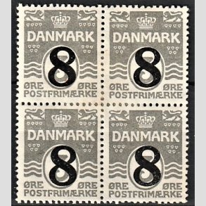 FRIMRKER DANMARK | 1921-22 - AFA 117 - 8/3 re gr provisorier i Fire-blok - Ubrugt