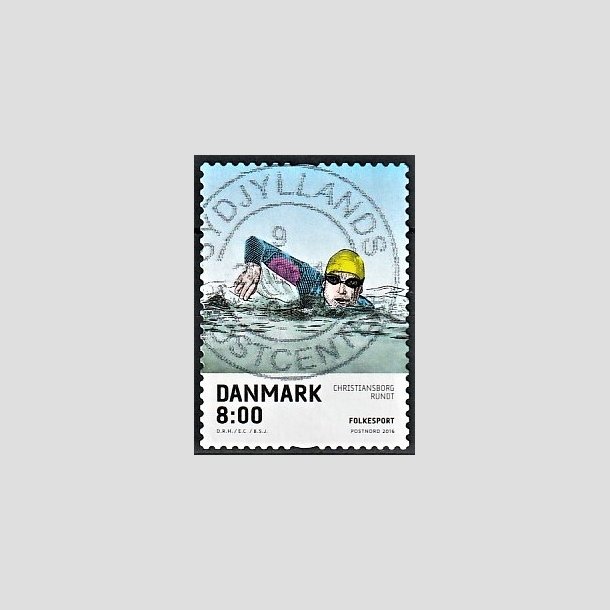 FRIMRKER DANMARK | 2016 - AFA 1857 - Folkesport - 8,00 Kr. flerfarvet - Pragt Stemplet