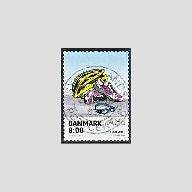 FRIMRKER DANMARK | 2016 - AFA 1858 - Folkesport - 8,00 Kr. flerfarvet - Pragt Stemplet