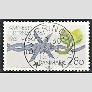 FRIM�RKER DANMARK | 1986 - AFA 850 - Amnesty International 25 �r - 2,80 Kr. flerfarvet - Pragt Stemplet