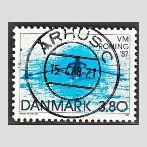FRIM�RKER DANMARK | 1987 - AFA 887 - WM i roning - 3,80 Kr. bl� - Pragt Stemplet