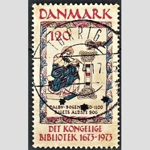 FRIM�RKER DANMARK | 1973 - AFA 550 - Det Kongelige Bibliotek 300 �r - 120 �re beige/brun/bl�/r�d - Pragt Stemplet