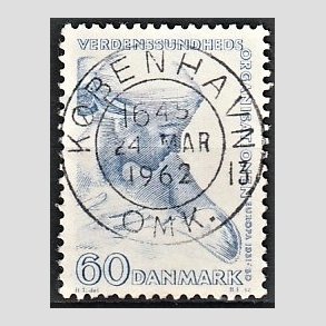 FRIM�RKER DANMARK | 1960 - AFA 388 - WHO - 60 �re bl� - Pragt Stemplet