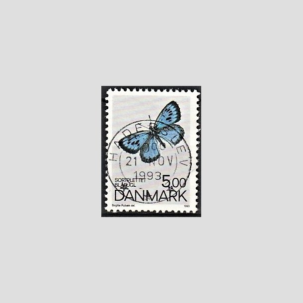 FRIMRKER DANMARK | 1993 - AFA 1038 - Danske sommerfugle - 5,00 Kr. flerfarvet - Pragt Stemplet