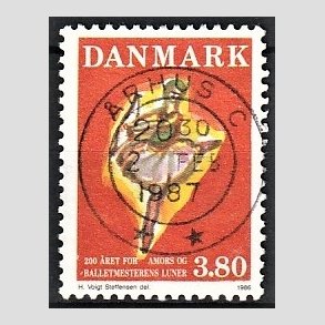 FRIM�RKER DANMARK | 1986 - AFA 873 - Balletten Amors luner - 3,80 Kr. flerfarvet - Pragt Stemplet