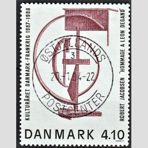 FRIMRKER DANMARK | 1988 - AFA 918 - Dansk-fransk kulturr - 4,10 Kr. brunrd/sort - Pragt Stemplet