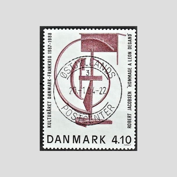 FRIMRKER DANMARK | 1988 - AFA 918 - Dansk-fransk kulturr - 4,10 Kr. brunrd/sort - Pragt Stemplet