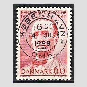 FRIM�RKER DANMARK | 1967 - AFA 466 - H. Chr. Sonne - 60 �re r�d - Pragt Stemplet
