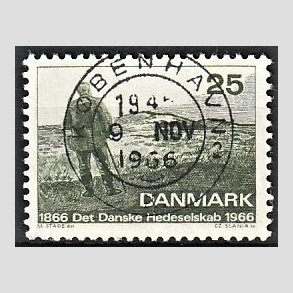 FRIM�RKER DANMARK | 1966 - AFA 443 - Det Danske Hedeselskab - 25 �re m�rkgr�n - Pragt Stemplet K�benhavn