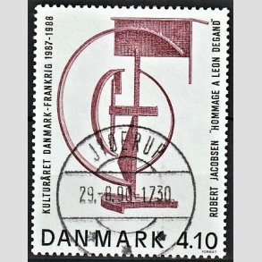 FRIMRKER DANMARK | 1988 - AFA 918 - Dansk-fransk kulturr - 4,10 Kr. brunrd/sort - Pragt Stemplet Jyderup