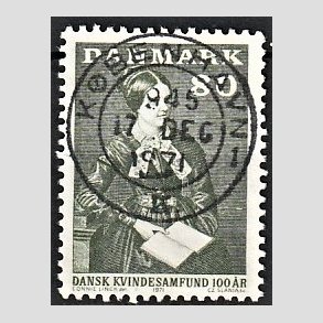 FRIM�RKER DANMARK | 1971 - AFA 509 - Dansk Kvindesamfund 100 �r - 80 �re gr�gr�n - Pragt Stemplet