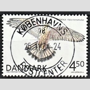 FRIM�RKER DANMARK | 2004 - AFA 1409 - Rovfugle i Danmark - 4,50 Kr. T�rnfalk - Pragt Stemplet