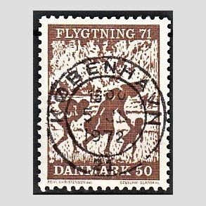 FRIM�RKER DANMARK | 1971 - AFA 510 - Flygtning 71 - 50 �re brun - Pragt Stemplet