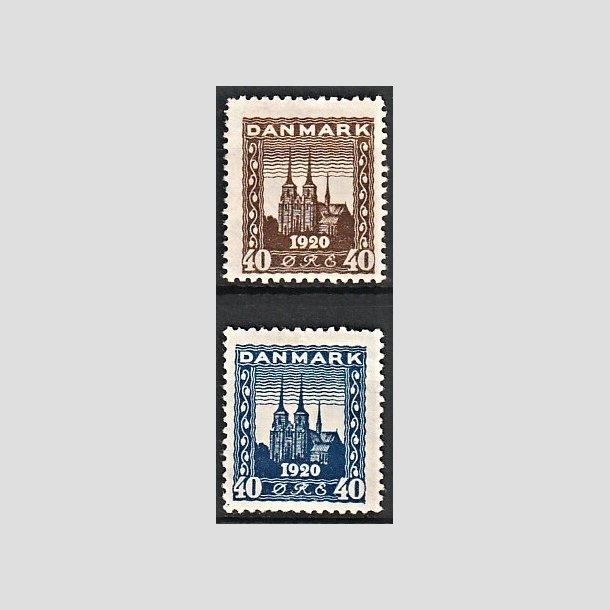 FRIMRKER DANMARK | 1920-21 - AFA 114,116 - Genforening 40 re brun og 40 re bl - Ubrugt