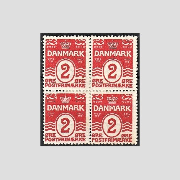 FRIMRKER DANMARK | 1917 - AFA 78A - Blgelinie 2 re rd i 4-blok Krone III - Ubrugt