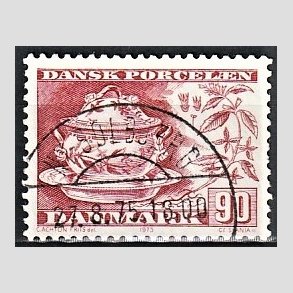 FRIM�RKER DANMARK | 1975 - AFA 589 - Dansk porcel�n - 90 �re r�d - Pragt Stemplet