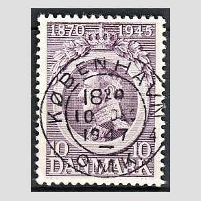 FRIM�RKER DANMARK | 1945 - AFA 290 - Chr. X 75 �r 10 �re violet - Pragt Stemplet 