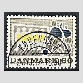 FRIM�RKER DANMARK | 1971 - AFA 518 - Sportsudgave - 60 �re gr�oliv/m�rkbl�/gul - Lux Stemplet