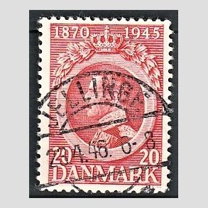 FRIM�RKER DANMARK | 1945 - AFA 291 - Chr. X 75 �r 20 �re r�d - Pragt Stemplet Jellinge