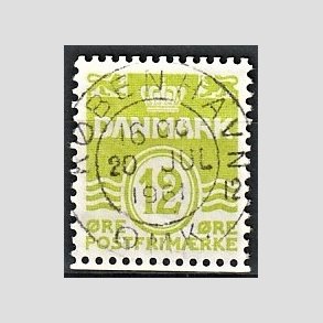 FRIM�RKER DANMARK | 1952-53 - AFA 335 - B�lgelinie 12 �re lysgr�n - Lux Stemplet 