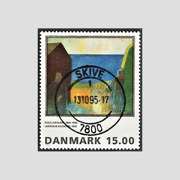 FRIMRKER DANMARK | 1995 - AFA 1100 - Niels Lergaard - 15,00 Kr. flerfarvet - Pragt Stemplet Skive