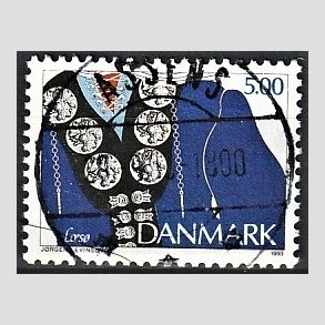 FRIM�RKER DANMARK | 1993 - AFA 1055 - Almuesmykker - 5,00 Kr. flerfarvet - Pragt Stemplet